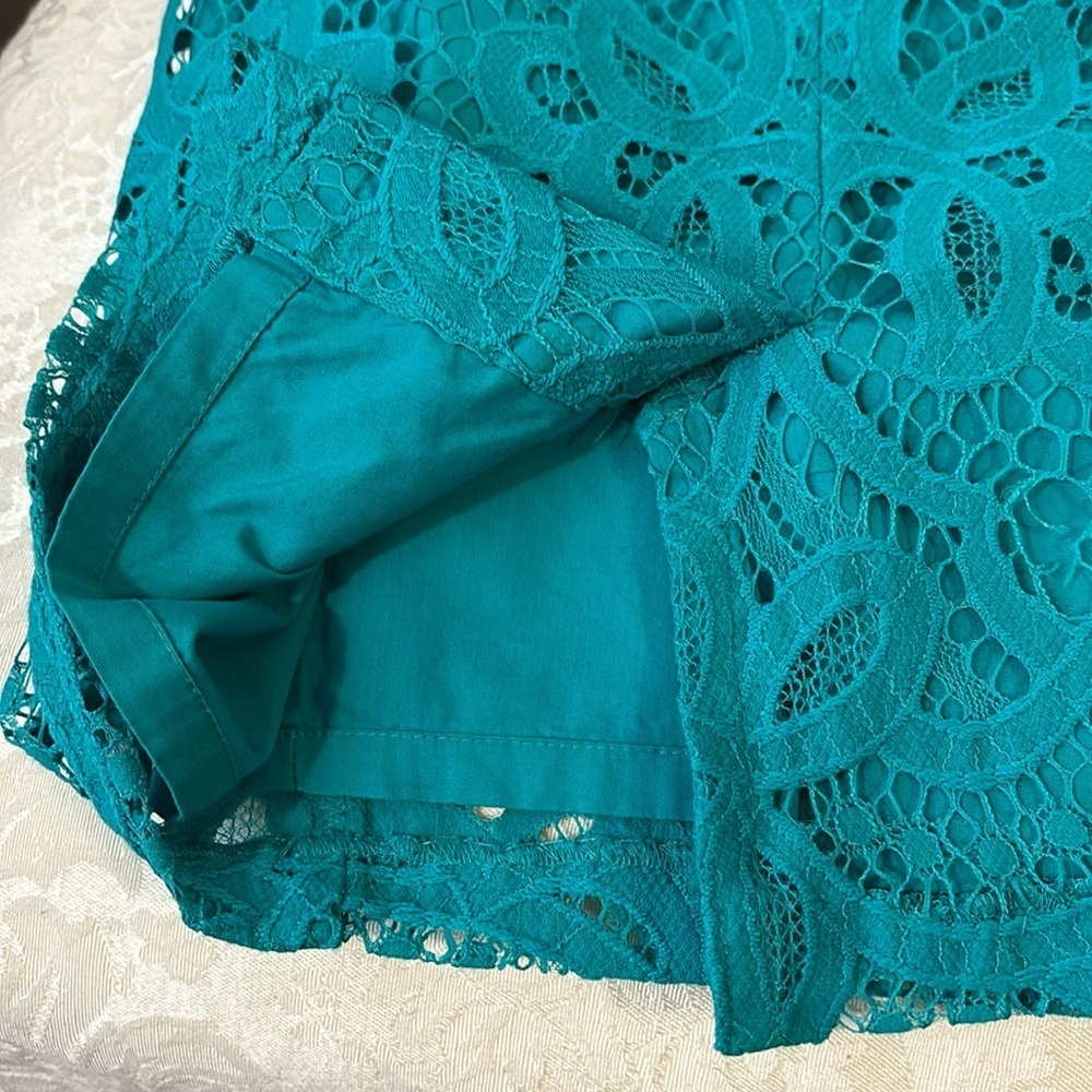 ❤️2/$15 or 3/$26❤️ Loft Teal Lace Pencil Skirt, Size 0 Petite - Picture 8 of 11